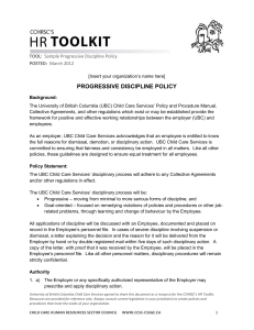 Progressive Discipline Policy - Child Care Human Resources Sector