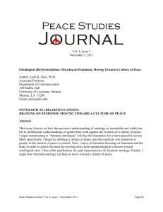 Vol. 4, Issue 3 November 1, 2011 Ontological (Re)Articulations