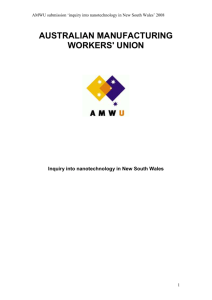 AMWU submission `inquiry into nanotechnology in New South