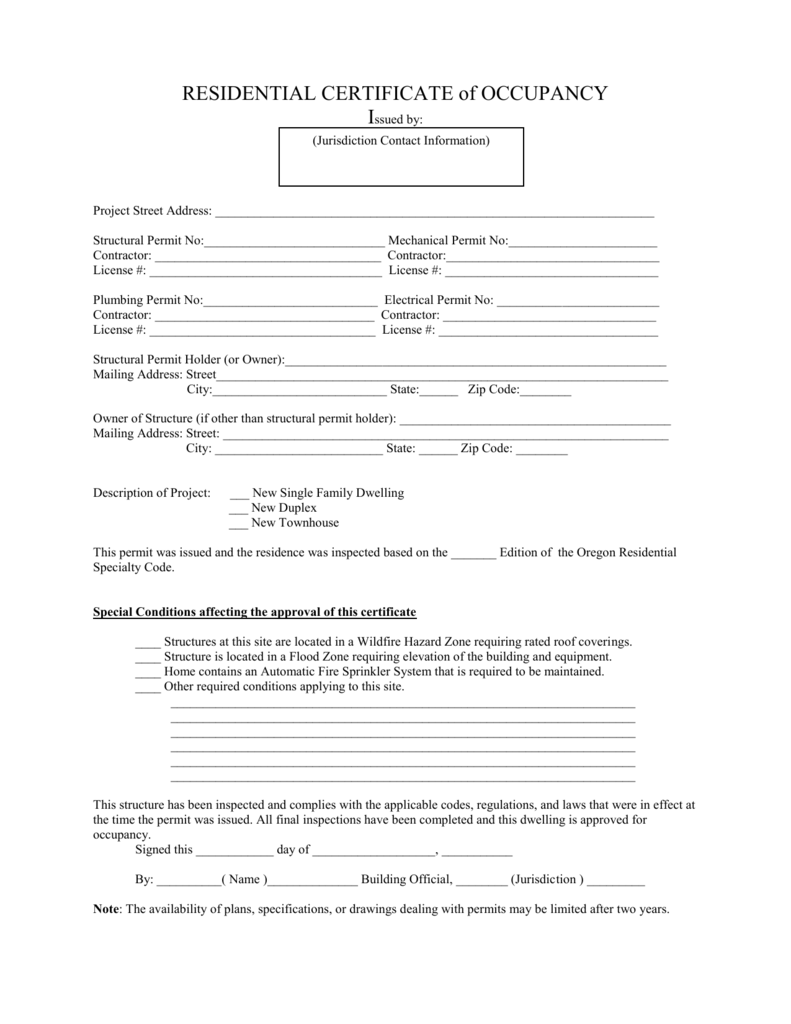 Certificate Of Occupancy Form Fill Out And Sign Print vrogue co