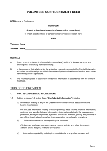 volunteer confidentiality deed - Community Management Solutions