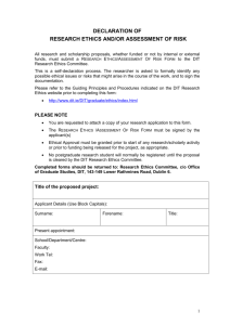 RESEARCH ETHICS AND/OR ASSESSMENT OF RISK FORM