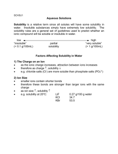 SCH 3U Solubility Rules and Dissociation and Net Ionic Equa