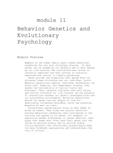 module 11 Behavior Genetics and Evolutionary Psychology Module