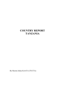 TANZANIA COUNTRY REPORT