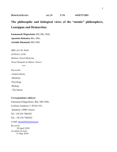 The philosophic and biological views of Atomic Philosophers