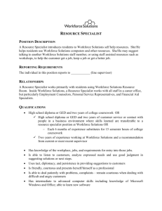 Job Description - Resources Specialist