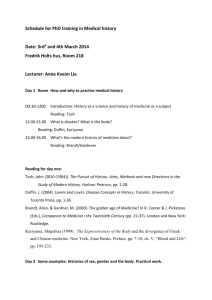 1 Schedule for PhD training in Medical history Date: 3rdd and 4th