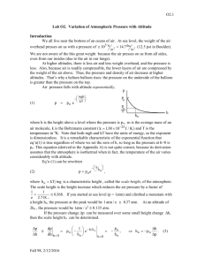 Lab T3. Variation of Atmospheric Pressure with Altitude