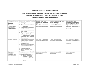 Japanese 50A Rubric Course report outcomes and assessment