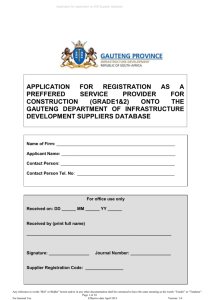 Application form for registration as a provider for construction
