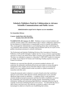 Administration urged not to - Professional and Scholarly Publishing