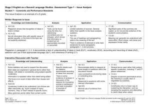 Student 1 - Annotated comments and performance standards