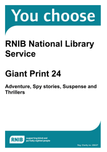 Adventure, spy and thriller fiction book list for giant print (Word)