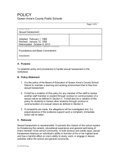 Sexual Harassment - Queen Anne`s County Public Schools
