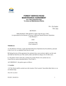 Forest Service Road Maintenance Agreement