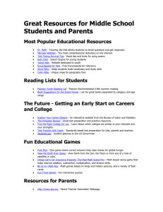 Great Resources for Middle School Students and Parents