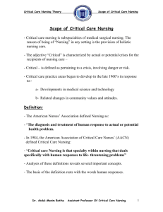 Scope of Critical Care Nursing
