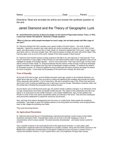 Jared Diamond and the Theory of Geographic Luck