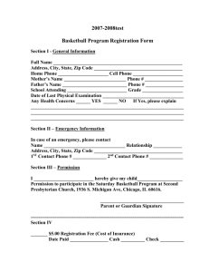 Basketball Program Registration Form