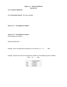 Chapter 13 – Chemical Equilibrium