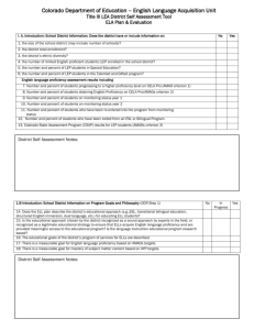 District Self Assessment Tool - Colorado Department of Education