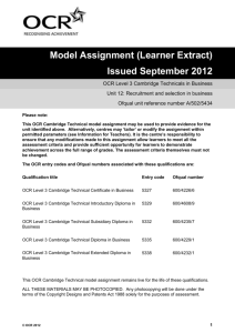 Unit 12 - Model assignment - Learner Extract