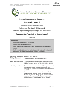 Level 1 Geography internal assessment resource