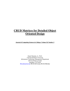 CRUD Matrices for Detailed Object Oriented Design