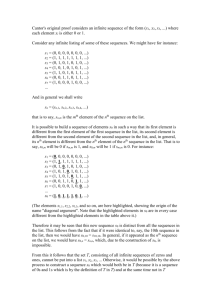 Cantor`s original proof considers an infinite sequence of the form (x1