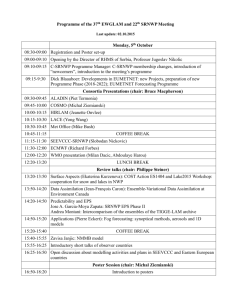 Programme of the 37th EWGLAM and 22th SRNWP