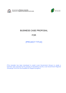 business case proposal for - Department of Regional Development