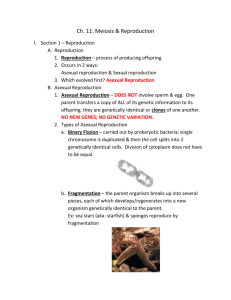 Ch. 11: Meiosis & Reproduction Section 1 – Reproduction