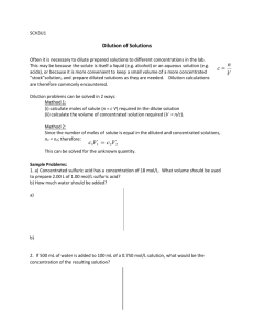 SCH 3U Dilution of solutions examples and practice with ans