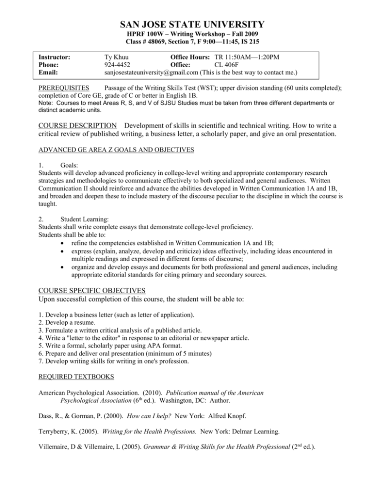 Syllabus - San Jose State University