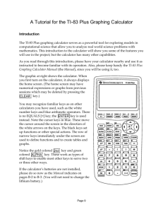 Tutorial for TI-83 Graphing Calculator