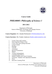 Course Guide: Philosophy of Science 1