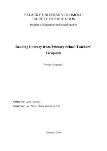 Reading Literacy from Primary School Teachers` Viewpoint