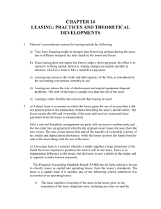 Chapter 14 Leasing: Practices And Theoretical Developments