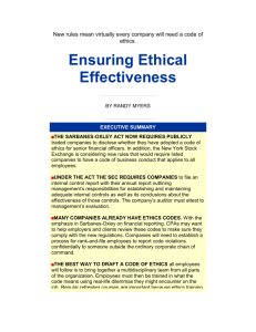 New rules mean virtually every company will need a code of ethics