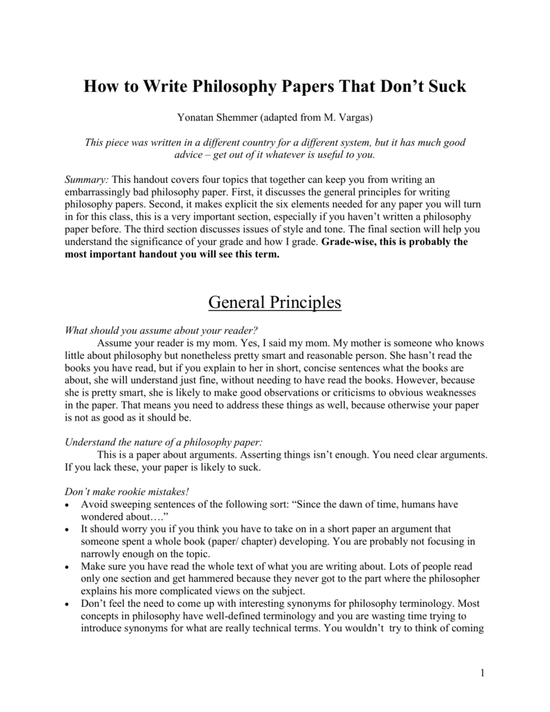 How to write philosophy papers