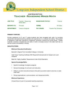 JOB TITLE: Reasoning Minds Math Teacher
