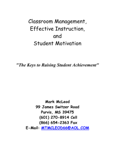 Effective Instruction, Student Motivation, and Classroom Management