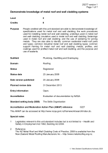 25277 Demonstrate knowledge of metal roof and wall cladding