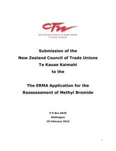 Methyl Bromide Submission - New Zealand Council of Trade