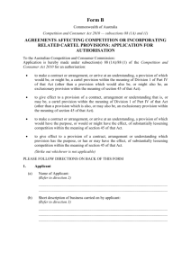 Form B - Australian Competition and Consumer Commission