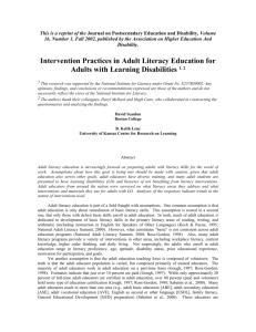 Intervention Practices in Adult Literacy Education for Adults
