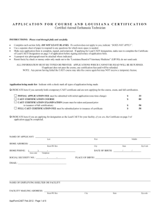 application for course and louisiana certification