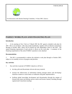 PARIS21 Work Plan and Financing Plan: 2001