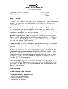 What is Leukemia - medicine department